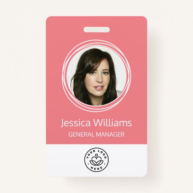 Personalized Corporate Employee ID Pink Badge (Front)