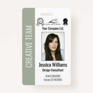 Personalized Corporate Employee ID Sage Green Badge