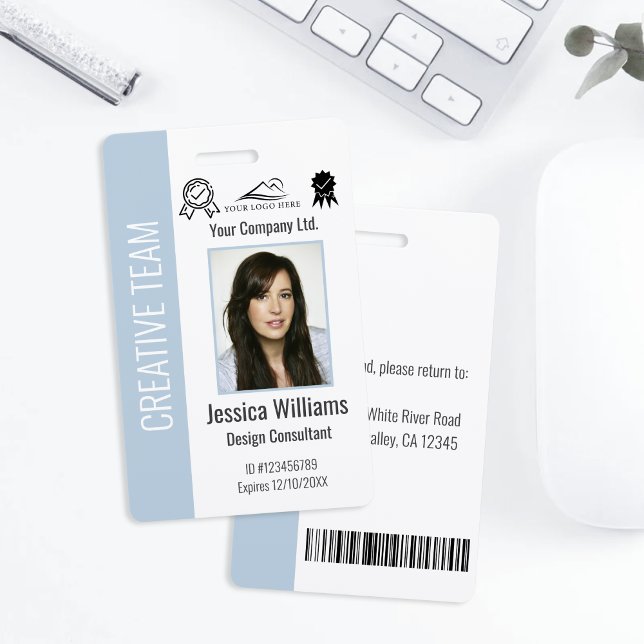 Personalized Corporate Employee Light Blue ID Badge (Creator Uploaded)