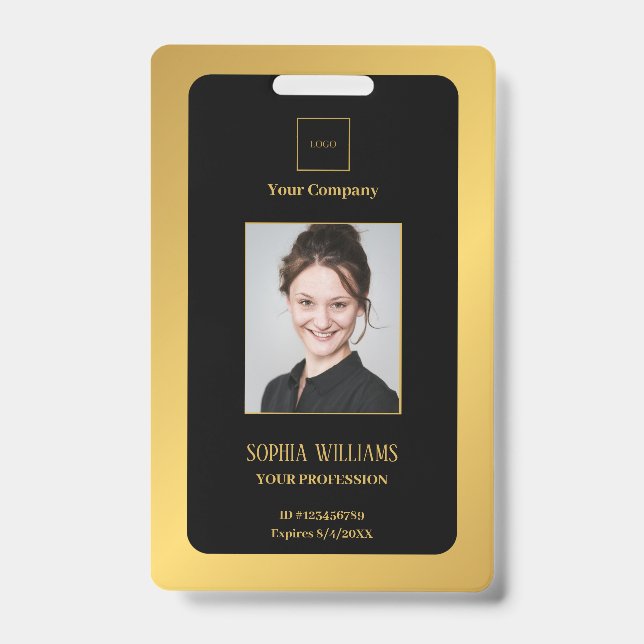 personalized Corporate Employee Modern Golden ID   Badge (Front)