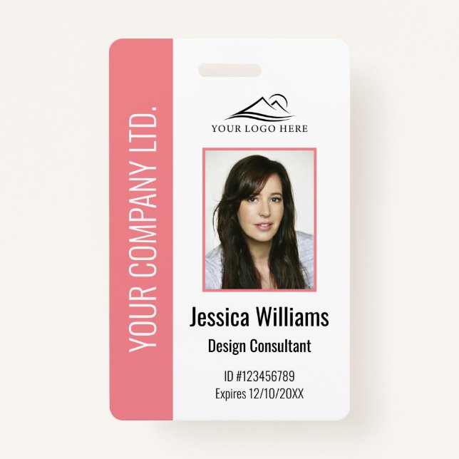 Personalized Corporate Employee Pink ID Badge (Front)