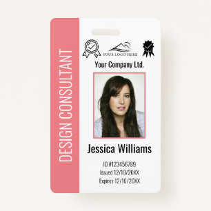 Personalized Corporate Employee Pink ID  Badge