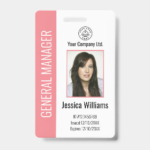 Personalized Corporate Employee Pink ID Badge