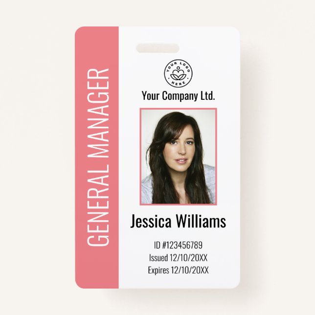 Personalized Corporate Employee Pink ID Badge (Front)