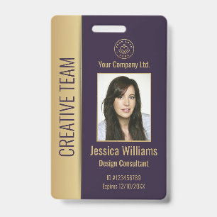 Personalized Corporate Employee Purple ID Badge