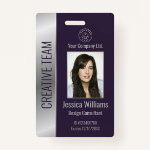 Personalized Corporate Employee Purple ID Badge