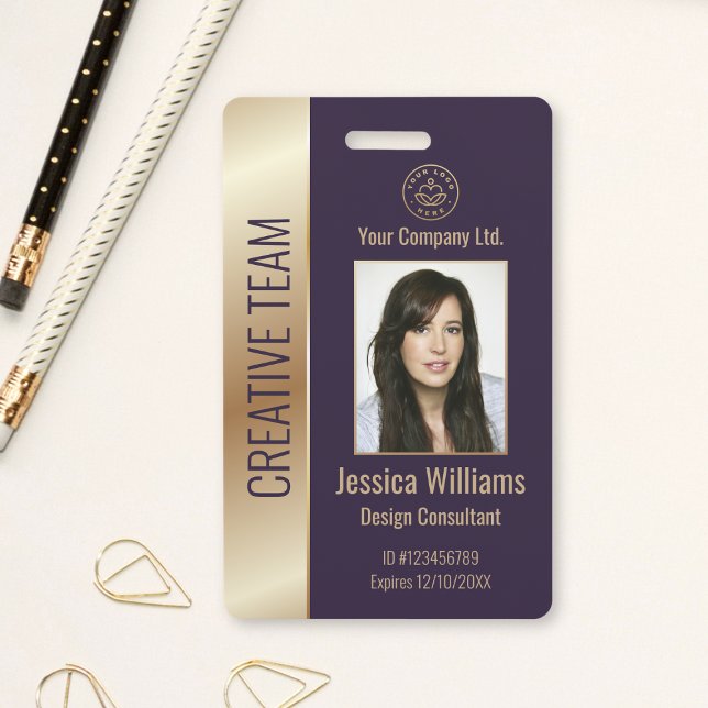 Personalized Corporate Employee Purple ID  Badge (Creator Uploaded)
