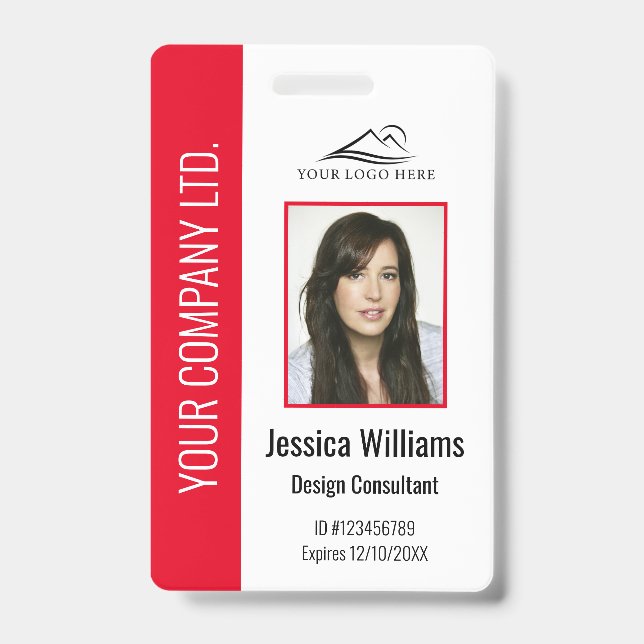 Personalized Corporate Employee Red ID Badge (Front)