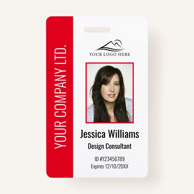 Personalized Corporate Employee Red ID Badge (Front)