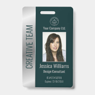 Personalized Corporate Employee Silver Green ID Badge