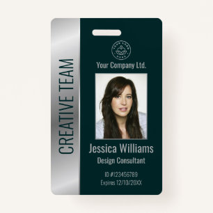 Personalized Corporate Employee Silver Green ID Badge