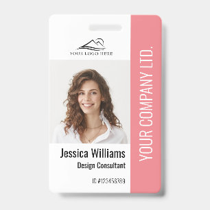Personalized Corporate Employee Staff Pink ID Badge