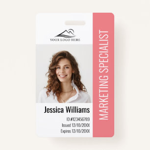 Personalized Corporate Employee Staff Pink ID Badge