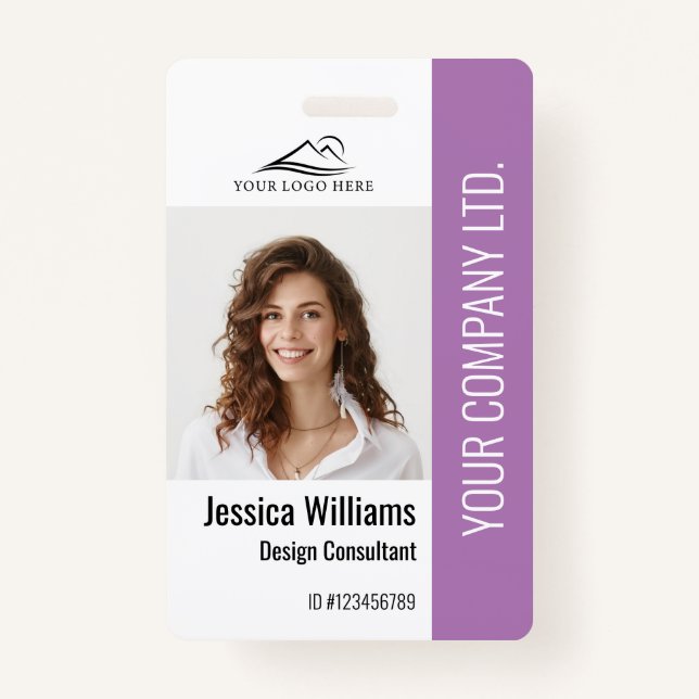 Personalized Corporate Employee Staff Purple ID Badge (Front)