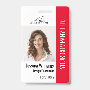 Personalized Corporate Employee Staff Red ID Badge