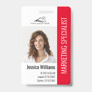 Personalized Corporate Employee Staff Red ID Badge