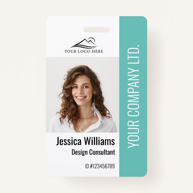 Personalized Corporate Employee Staff Teal ID Badge (Front)