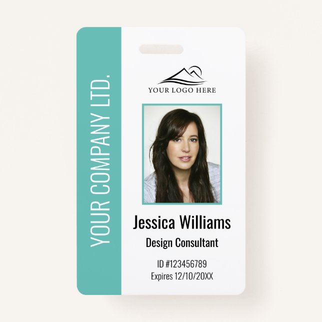 Personalized Corporate Employee Teal ID Badge (Front)