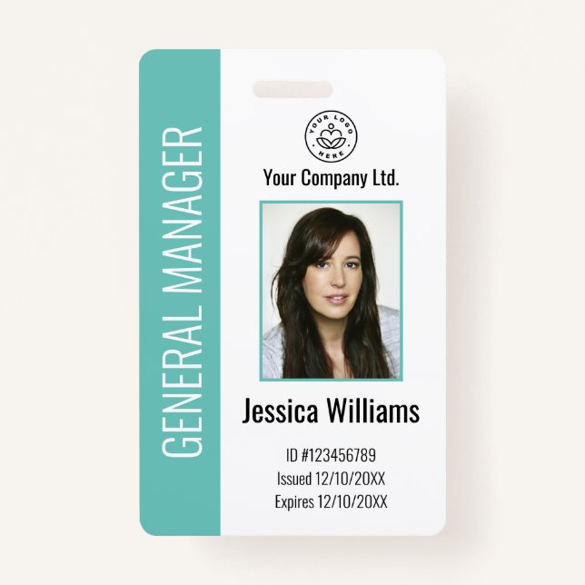 Personalized Corporate Employee Teal ID Badge (Front)