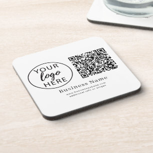 Personalized Corporate Logo QR Code Name Coaster