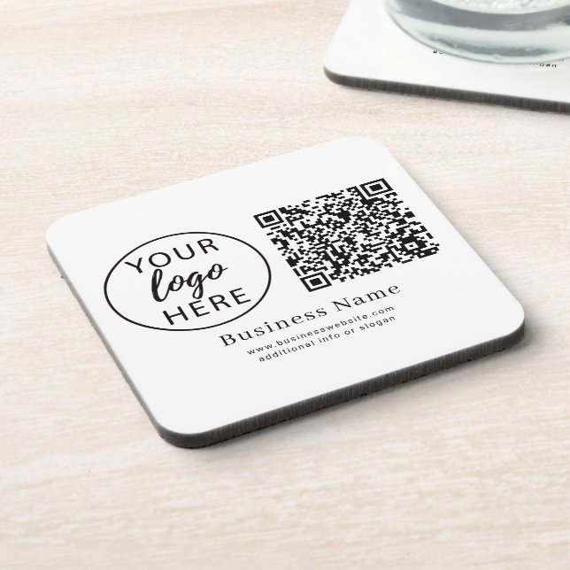 Personalized Corporate Logo QR Code Name Coaster (Left Side)
