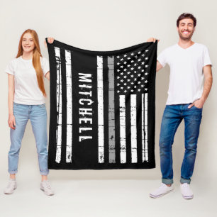 Personalized Correctional Officer Thin Grey Line Fleece Blanket