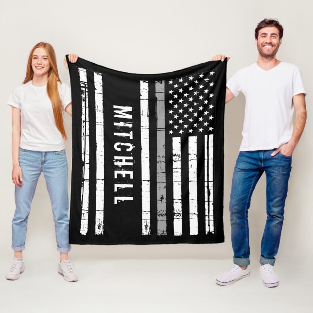 Personalized Correctional Officer Thin Grey Line Fleece Blanket (In Situ)
