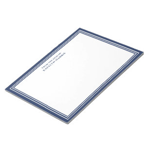 Personalized Correspondence Navy Blue Border Notepad