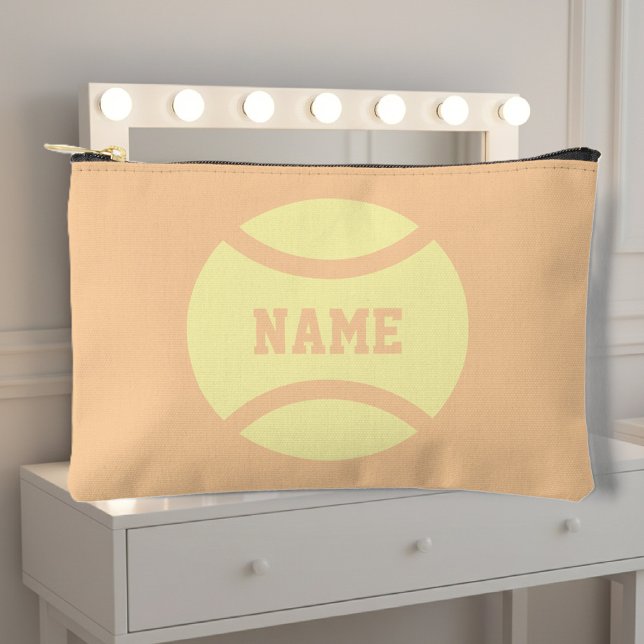 Personalized cosmetics bag pouch with tennis print (cosmetics bag with tennis ball print)
