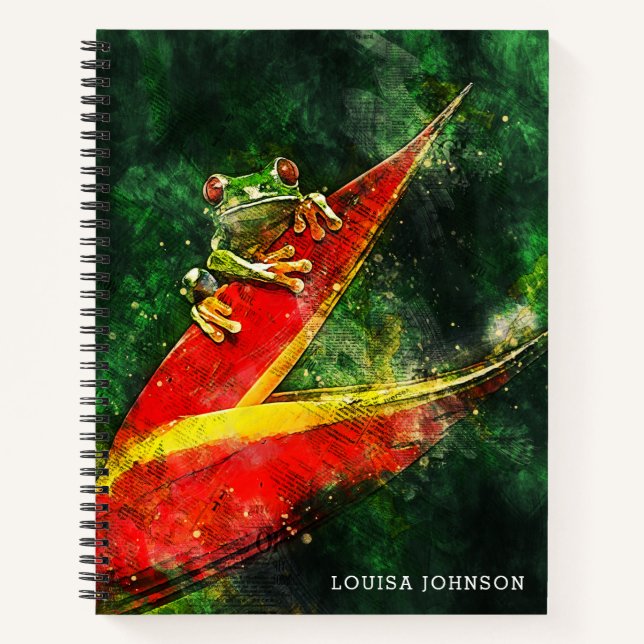 Personalized Costa Rica Tree Frog Abstract Notebook (Front)