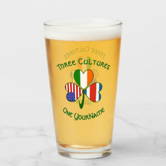 Personalized Costa Rican Irish American Shamrock Glass