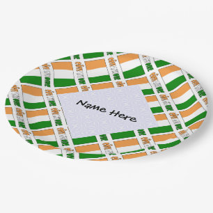 Personalized Côte d'Ivoire Ivory Coast Flag Tiled Paper Plate