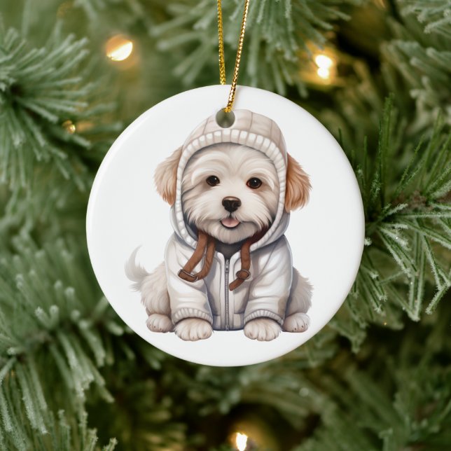 Personalized Coton De Tulear Dog Ceramic Ornament (Tree)