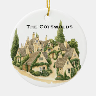 Personalized Cotswolds UK Photo Xmas Ceramic Ornament