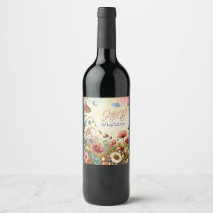 Personalized Cottage Core Wedding  Wine Label