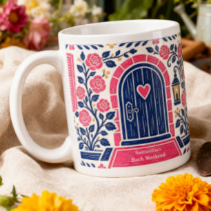 Personalized Cottage Door Bachelorette Weekend Large Coffee Mug