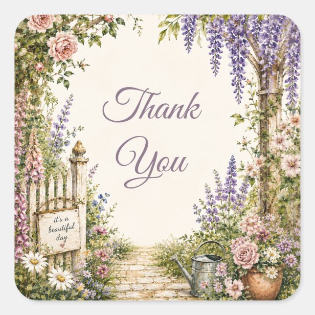 Personalized Cottage Garden Floral Sticker (Front)