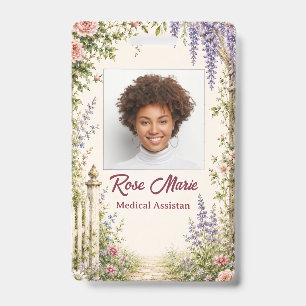 Personalized Cottage Garden Nurse ID Badge