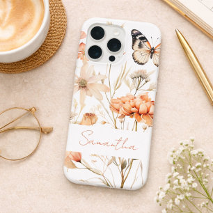 Personalized Cottagecore Floral and Butterflies iPhone 15 Pro Case