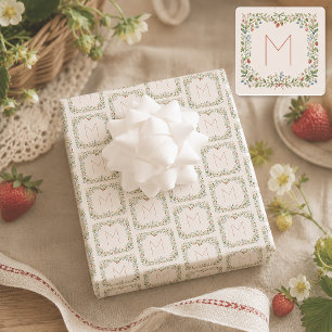 Personalized Cottagecore Initial Wrapping Paper Sheet