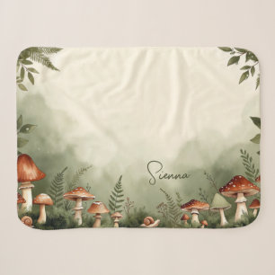 Personalized Cottagecore Mushroom Sherpa Blanket