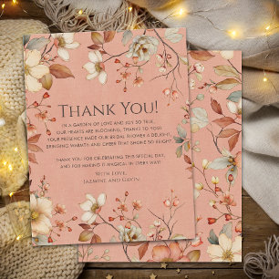 Personalized Cottagecore Neutral Autumn Wildflower Thank You Card