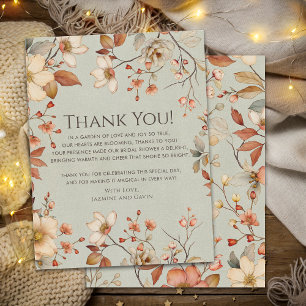 Personalized Cottagecore Neutral Autumn Wildflower Thank You Card