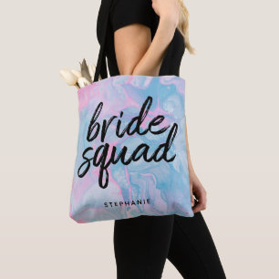 Personalized Cotton Candy Bride Squad Tote Bag