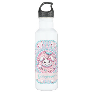 Personalized Cotton Candy Kawaii Bunny Dot Mandala 710 Ml Water Bottle
