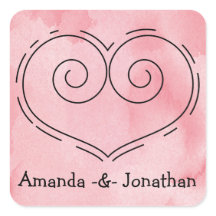 Personalized Cotton Candy Pink Watercolor Heart