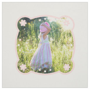 Personalized Cotton Quilt Square with Floral Pink Fabric