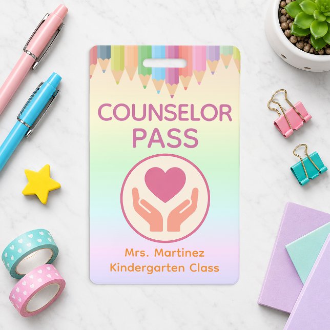 Personalized Counsellor Pass Badge for Teachers (School Counselor Pass)