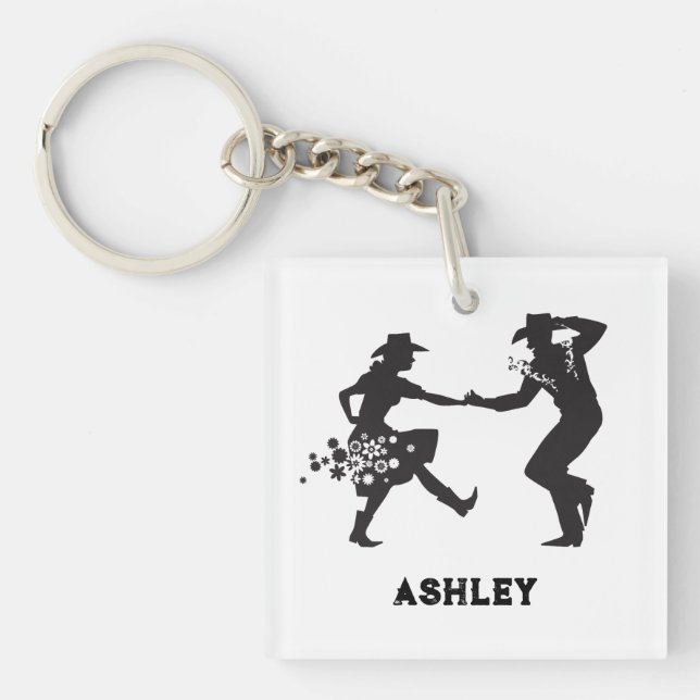 Personalized country and western dancing  keychain (Front)