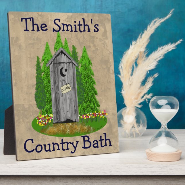 Personalized Country Bath Outhouse Bathroom Plaque (Side)